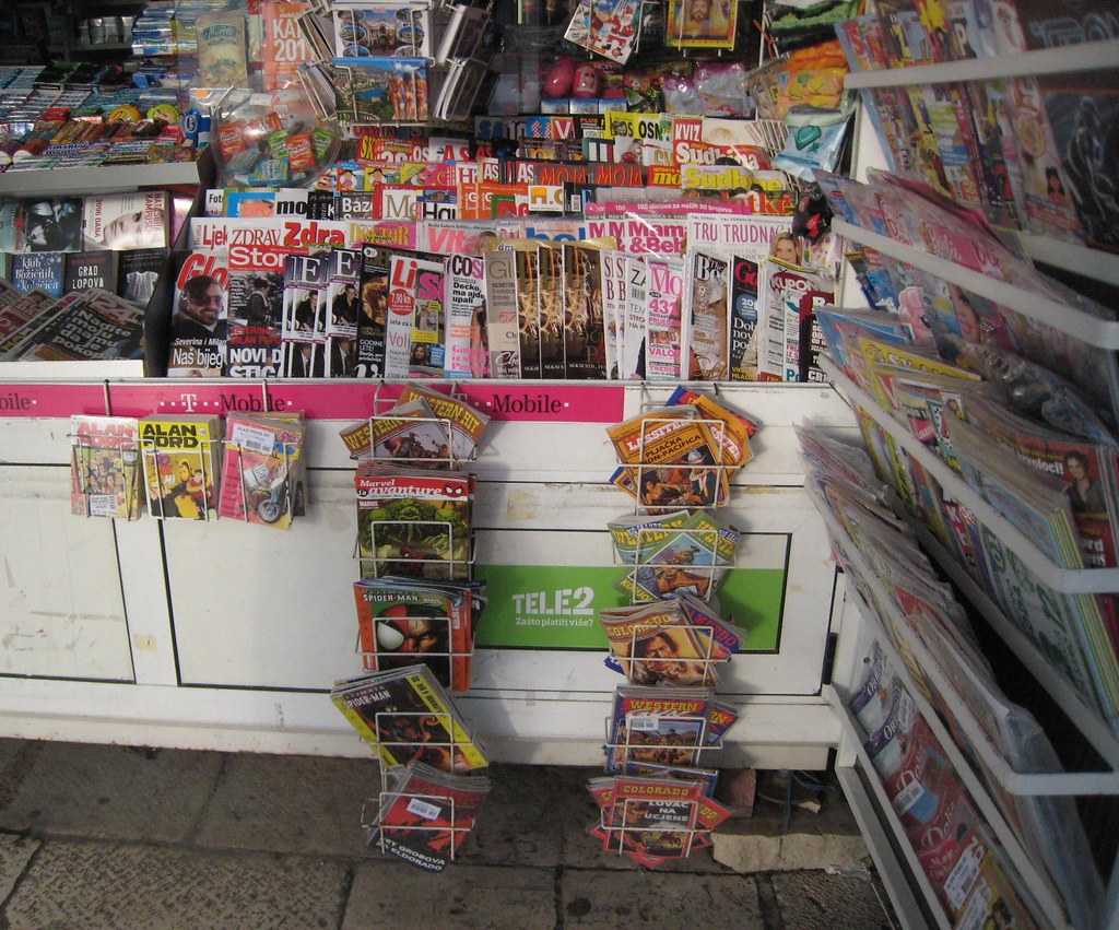 Newsstand in Split with Alan Ford comics on a rack