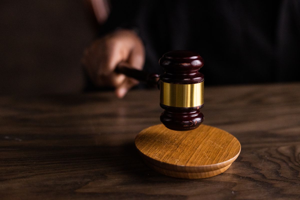 Auction gavel on a wooden block