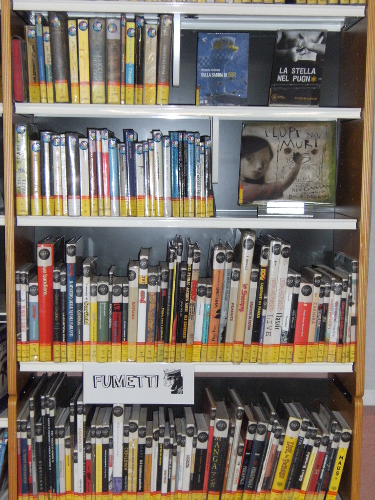 Library shelf of Italian comics