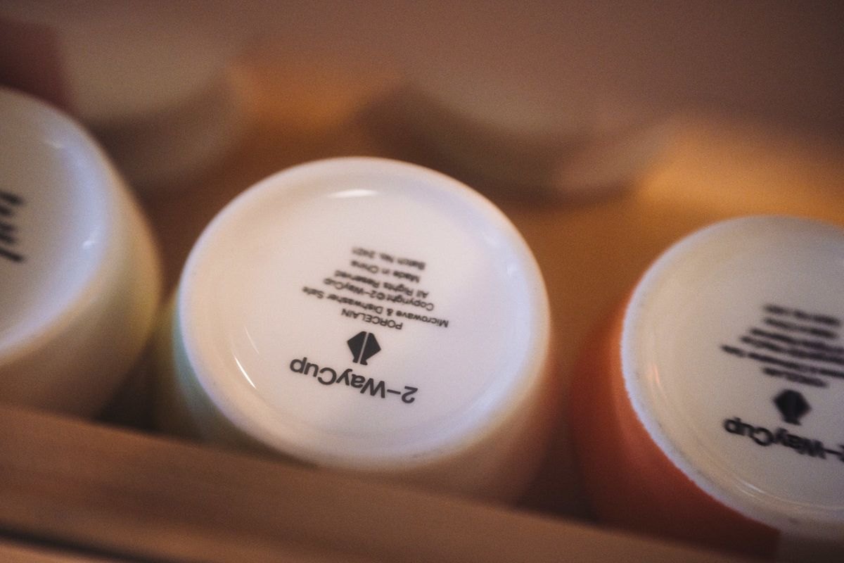 Maker marks on the bases of porcelain cups
