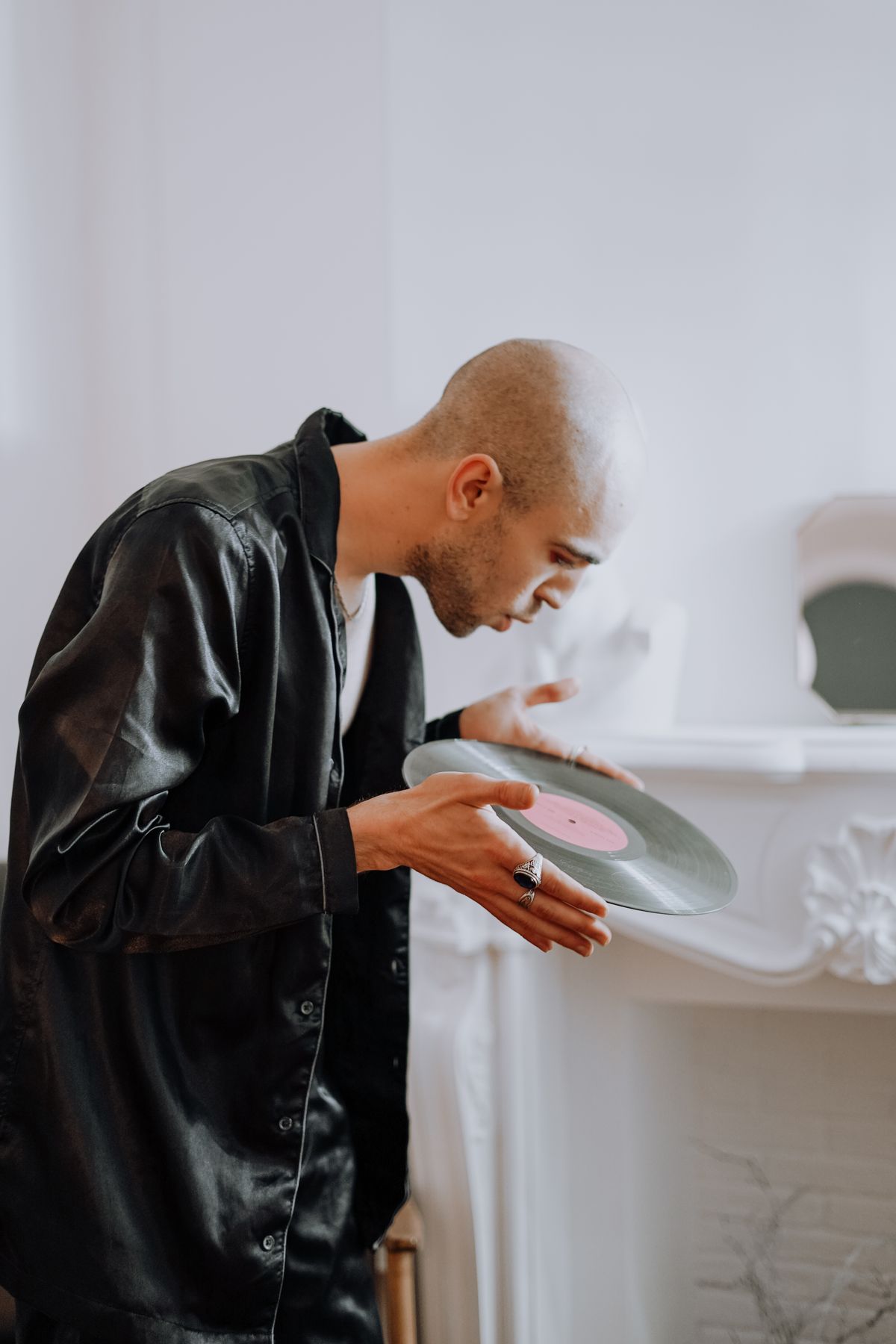 Inspecting a record under light