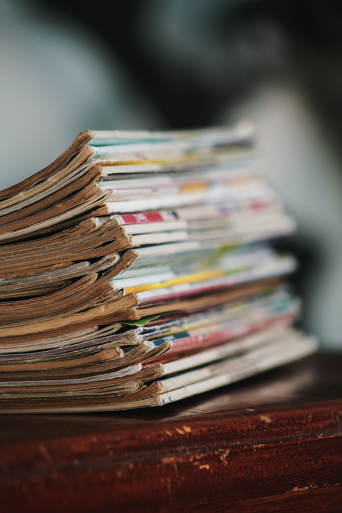 Stack of old issues on a table